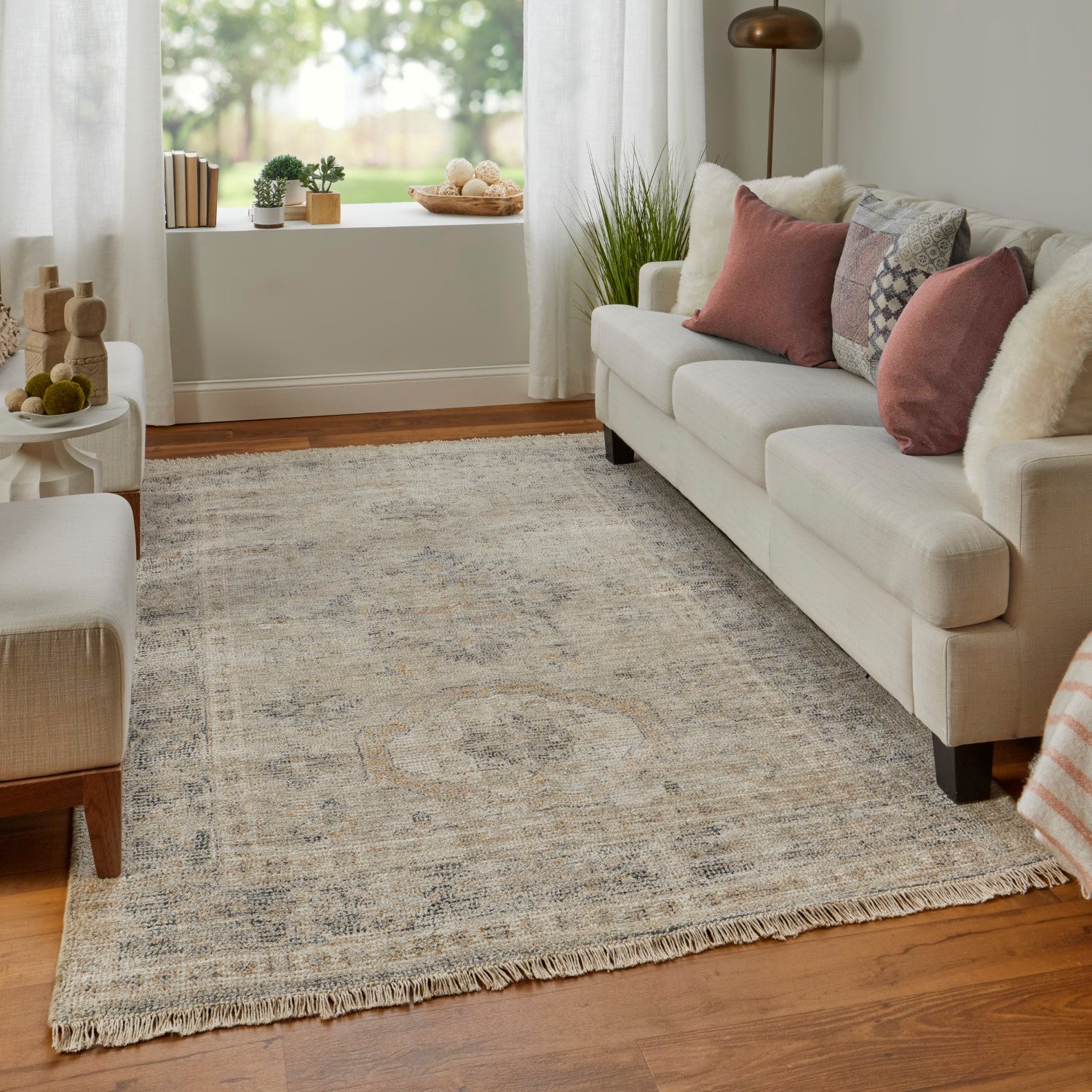 Ramey Hand Woven Tan and Gray Rug by BD Fine