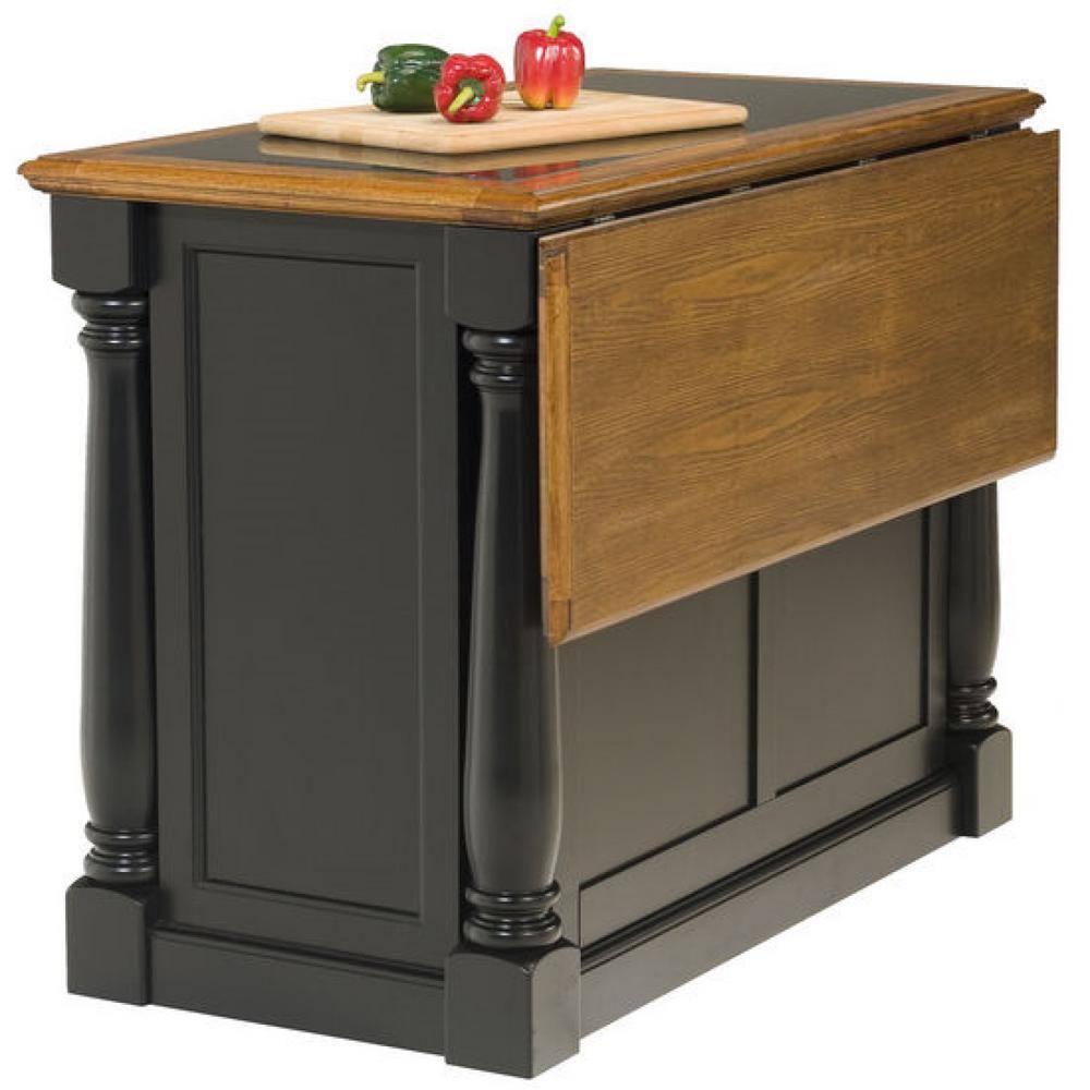 HOMESTYLES Monarch Black and Oak Kitchen Island with Granite Top 5009-94