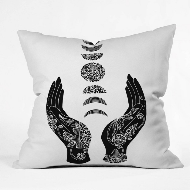 Valentina Ramos Hand And Moon Throw Pillow Black white Deny Designs