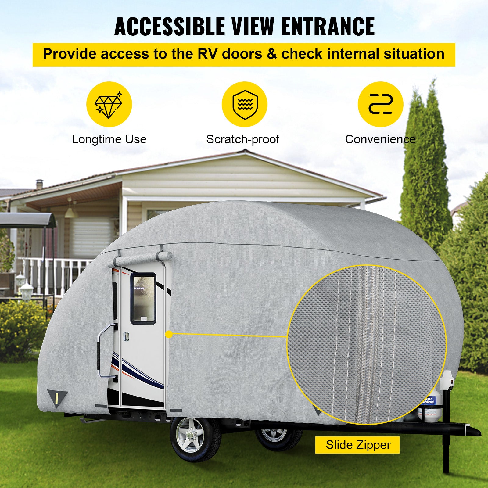 VEVOR Classic Accessories Over Drive PolyPRO3 Deluxe R-Pod Travel Trailer Cover， Fits up to 16'-18' Long - Trailer Body Only