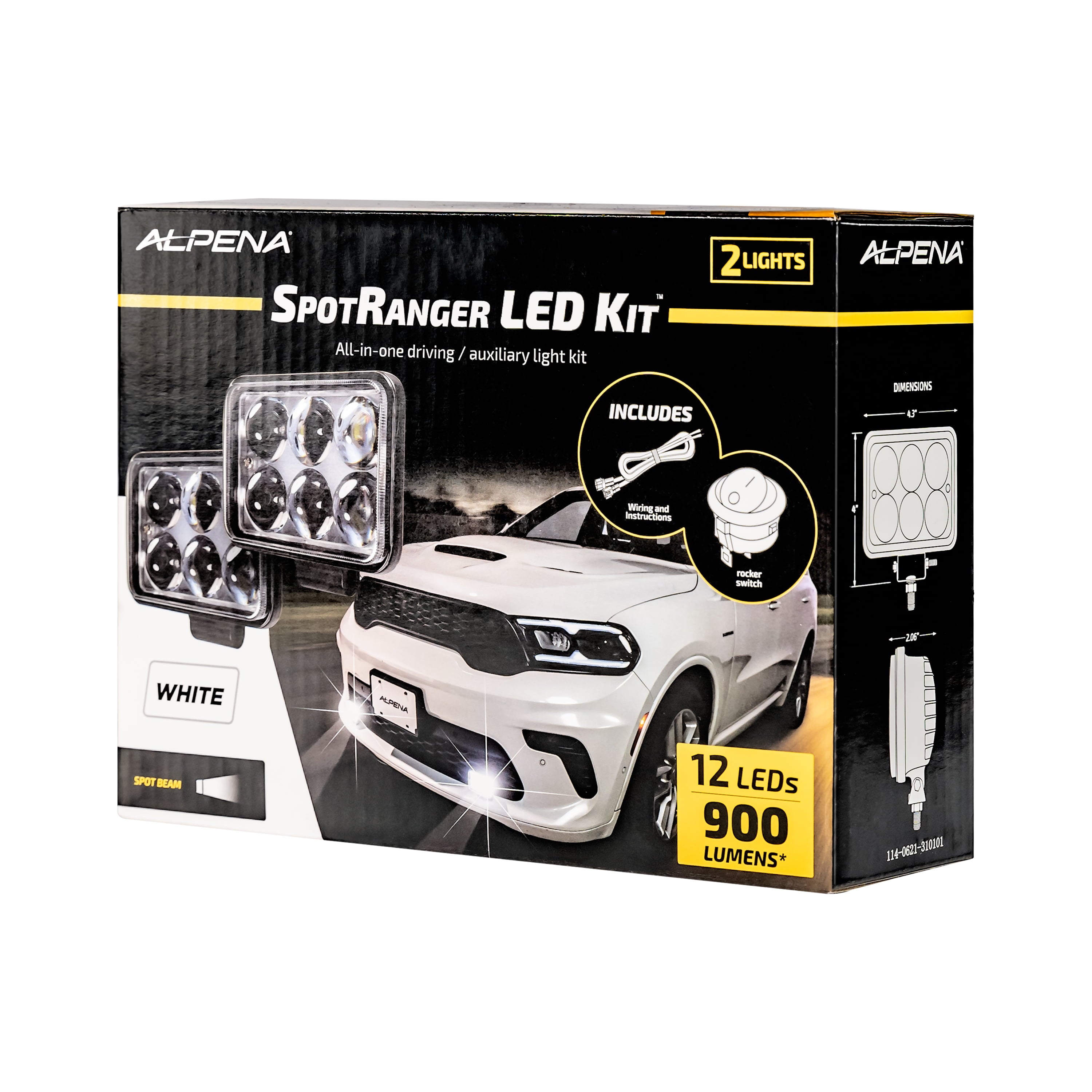 Alpena LED Spotranger Auxiliary Driving Spotlights， 77617， Universal Fit for Cars， Trucks， SUVs， Vans (Pack of 2)