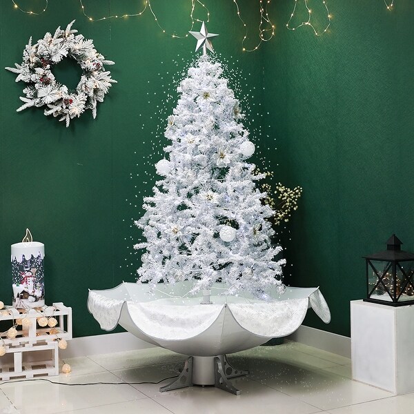 6' Lighted Musical Snowing Artificial Tinsel Christmas Tree，White LED