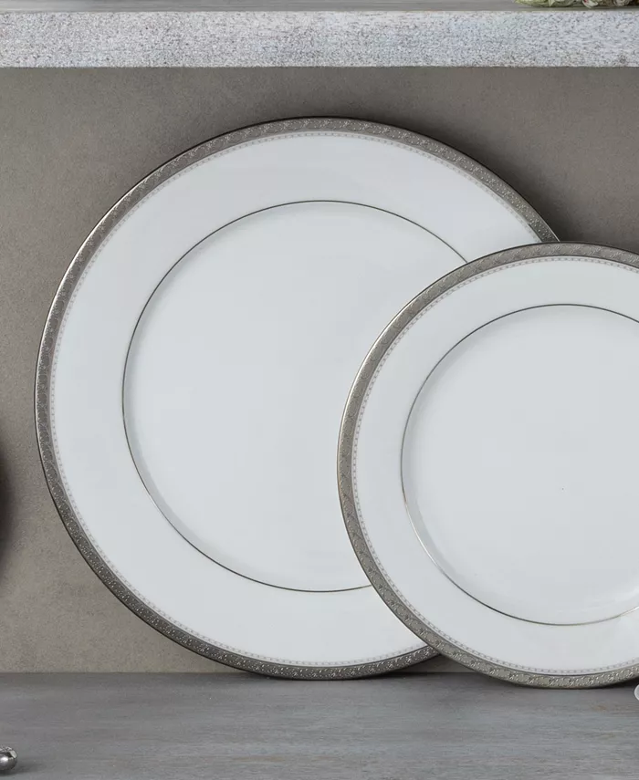 Noritake Charlotta Platinum 4 Piece 10.5 Dinner Plates Set Service for 4