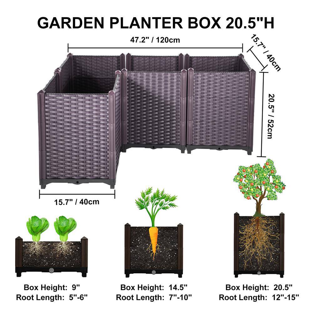 VEVOR Plastic Raised Garden Bed 20.5 in. H Flower Box Kit Raised Planter Set of 4 Raised Planter Boxes for Outdoor ZFXSLG52CMHVFYR1LV0