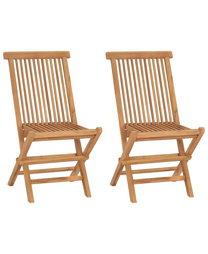 vidaXL Folding Patio Chairs 2 pcs Solid Teak Wood