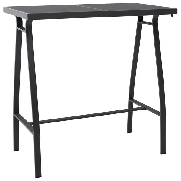 vidaXL Patio Bar Table Black Tempered Glass