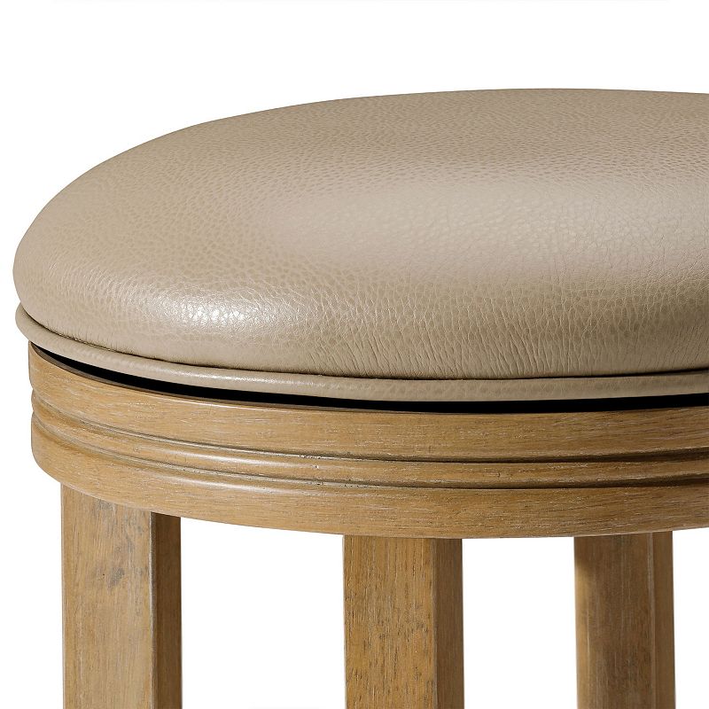 Maven Lane Eva Counter Stool， Weathered Oak Finish W/ Avanti Bone Vegan Leather