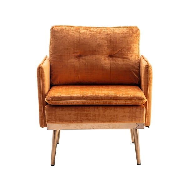 Velvet Upholstered Tufted Accent Chair With Rose Golden feet