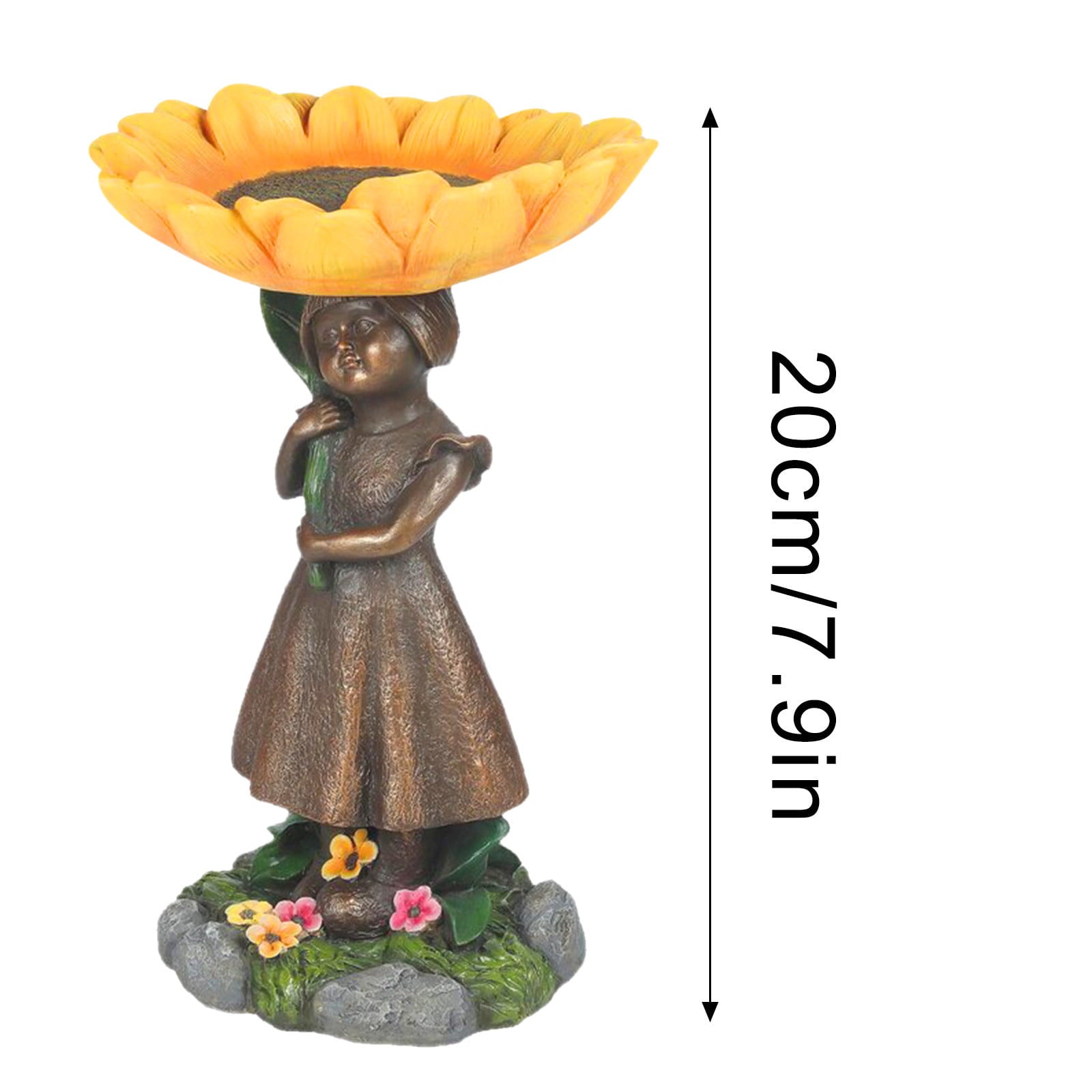 Clearance Sale Mijaution Beautiful Sunflower Bird Bath Brown Pedestal Handmade for Outdoor