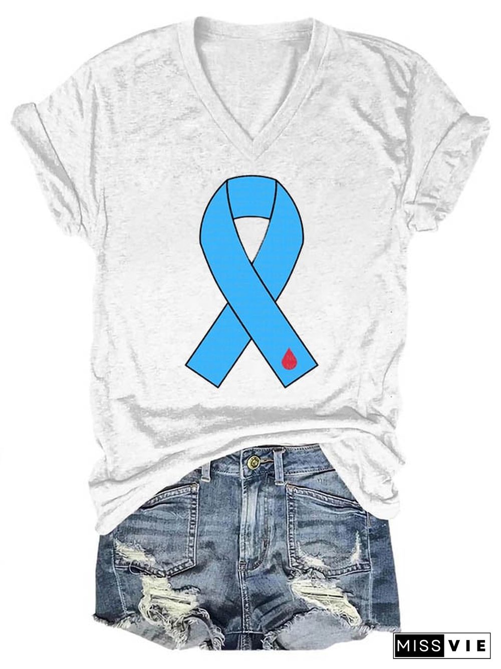 World Diabetes Day Printed Casual T-Shirt