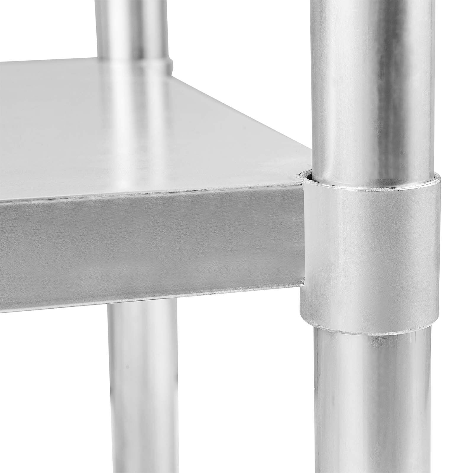 NSF Stainless Steel Commercial Kitchen Prep and Work Table w/Backsplash， Sboly Heavy Duty Prep Table with Undershelf and Galvanized Legs for Restaurant， Home and Hotel， 24 x 48