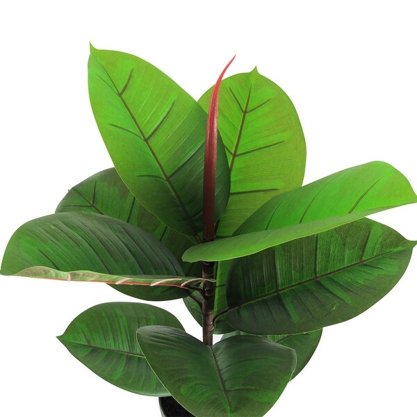 2ft Real Touch Artificial Rubber Plant Fiddle Leaf Fig Tree in Black Pot