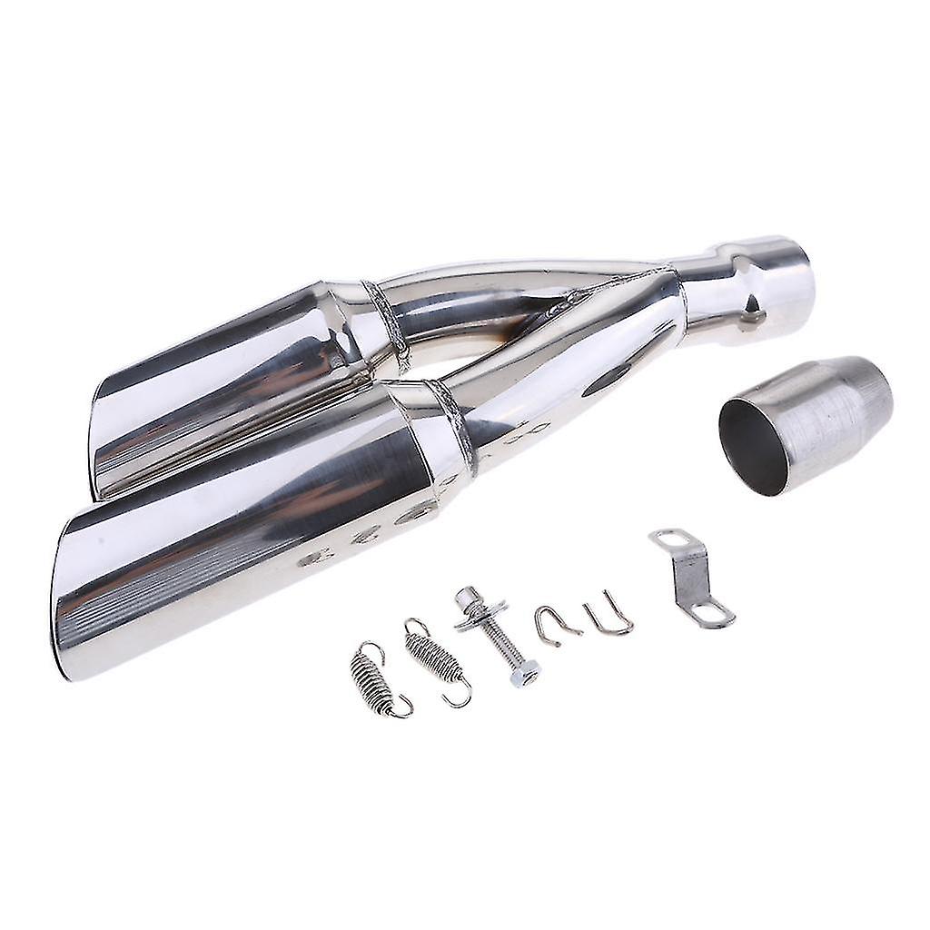 Universal Silver Exhaust    On Motorbike Street Mm 2''