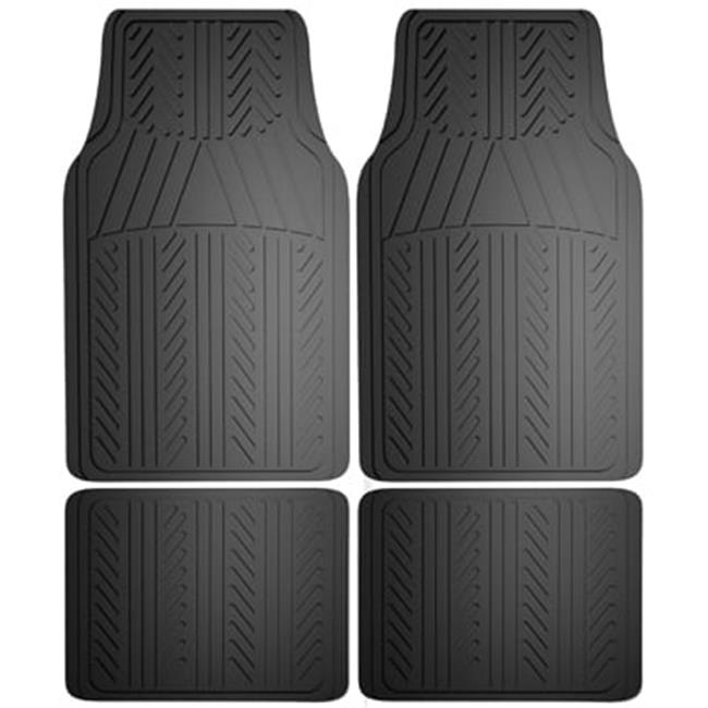 Unique Accessories 78911 Rubber Floor Mat- Black - 4 Piece