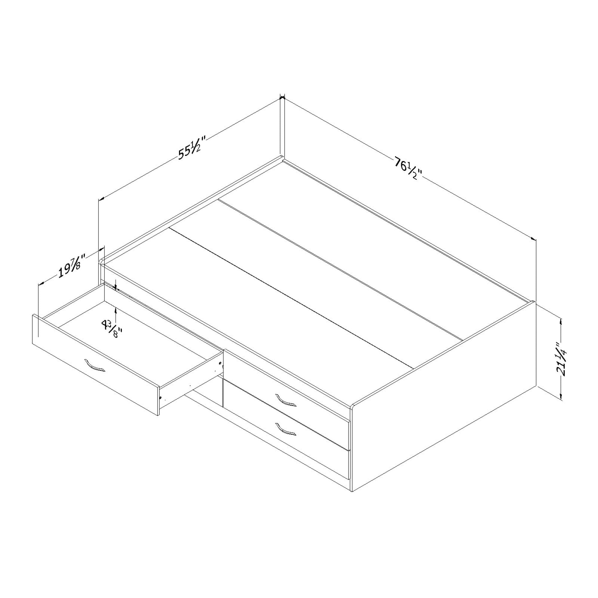 South Shore SoHo Full Captain Bed (54'') with 4 Drawers, Pure White