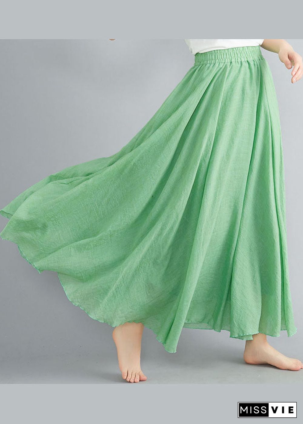 Fruit Green Cotton Beach Skirts High Waist Exra Large Hem Summer