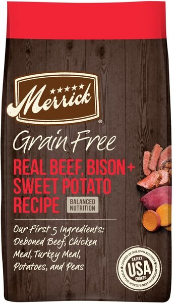 Merrick Grain-Free Real Bison， Beef + Sweet Potato Recipe Dry Dog Food