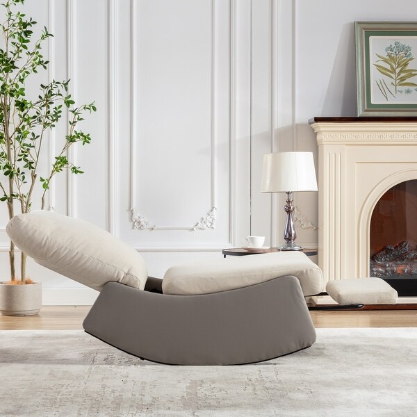 Modern Upholstered Comfy Rocker Nursery Chair with Footrest