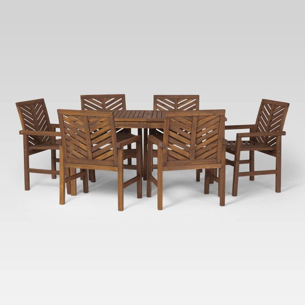 7pc Slatted Chevron Acacia Patio Dining Set Saracina Home