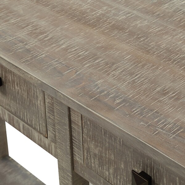 Brushed Texture Entryway Table Console Table with Drawers and Bottom Shelf