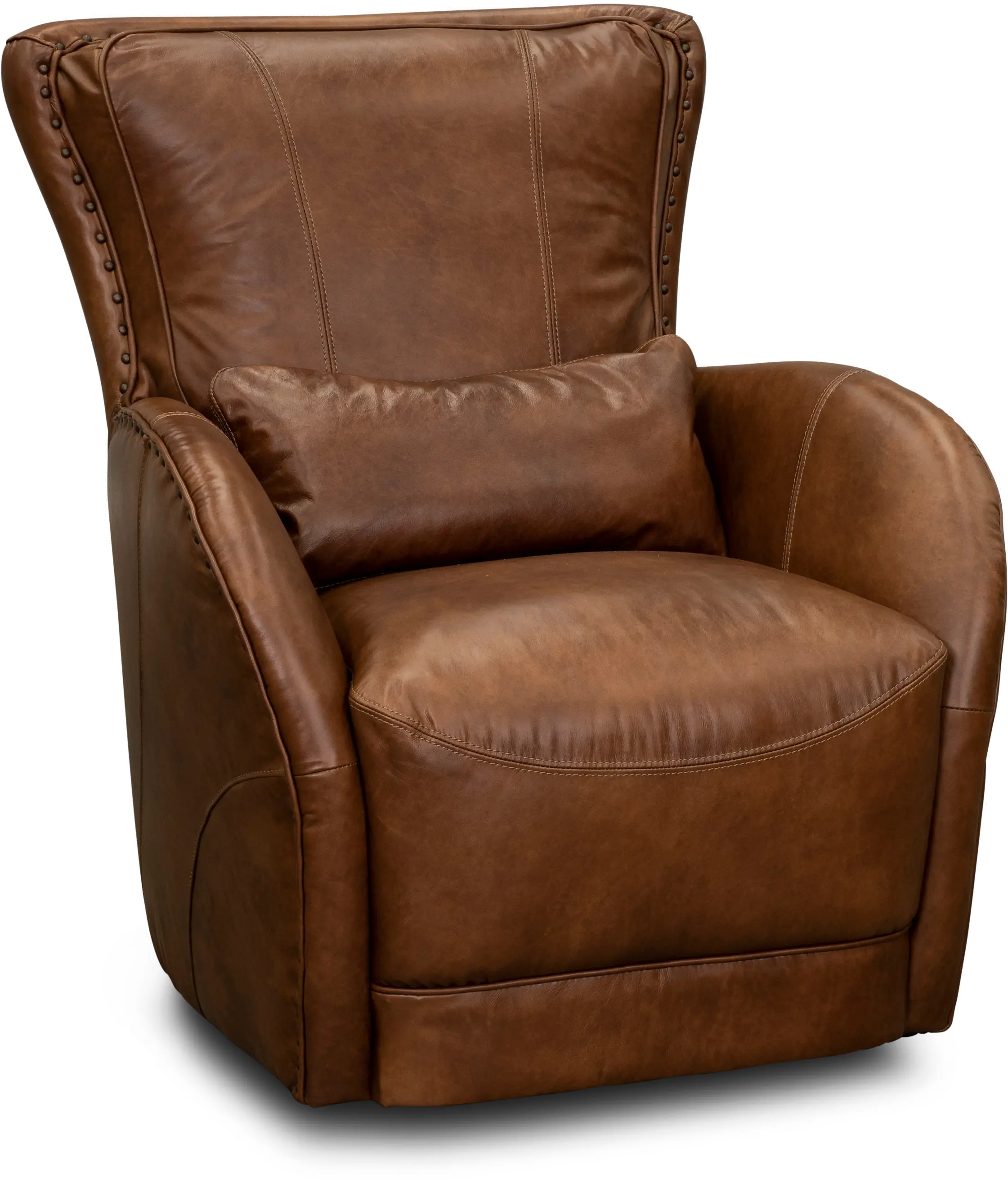 St. James Chestnut Brown Leather Self Centering Swivel Chair