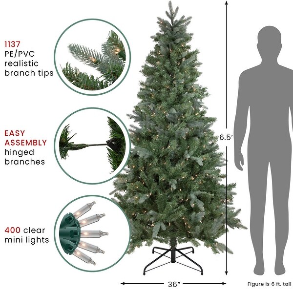 6.5' Slim Granville Fraser Fir Artificial Christmas Tree，Clear Lights