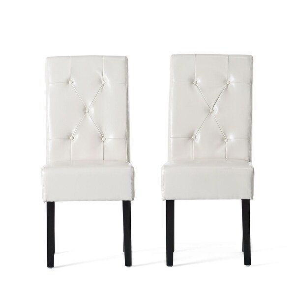 Wilson Contemporary Bonded Leather Dining Chair， Set of 2， Ivory