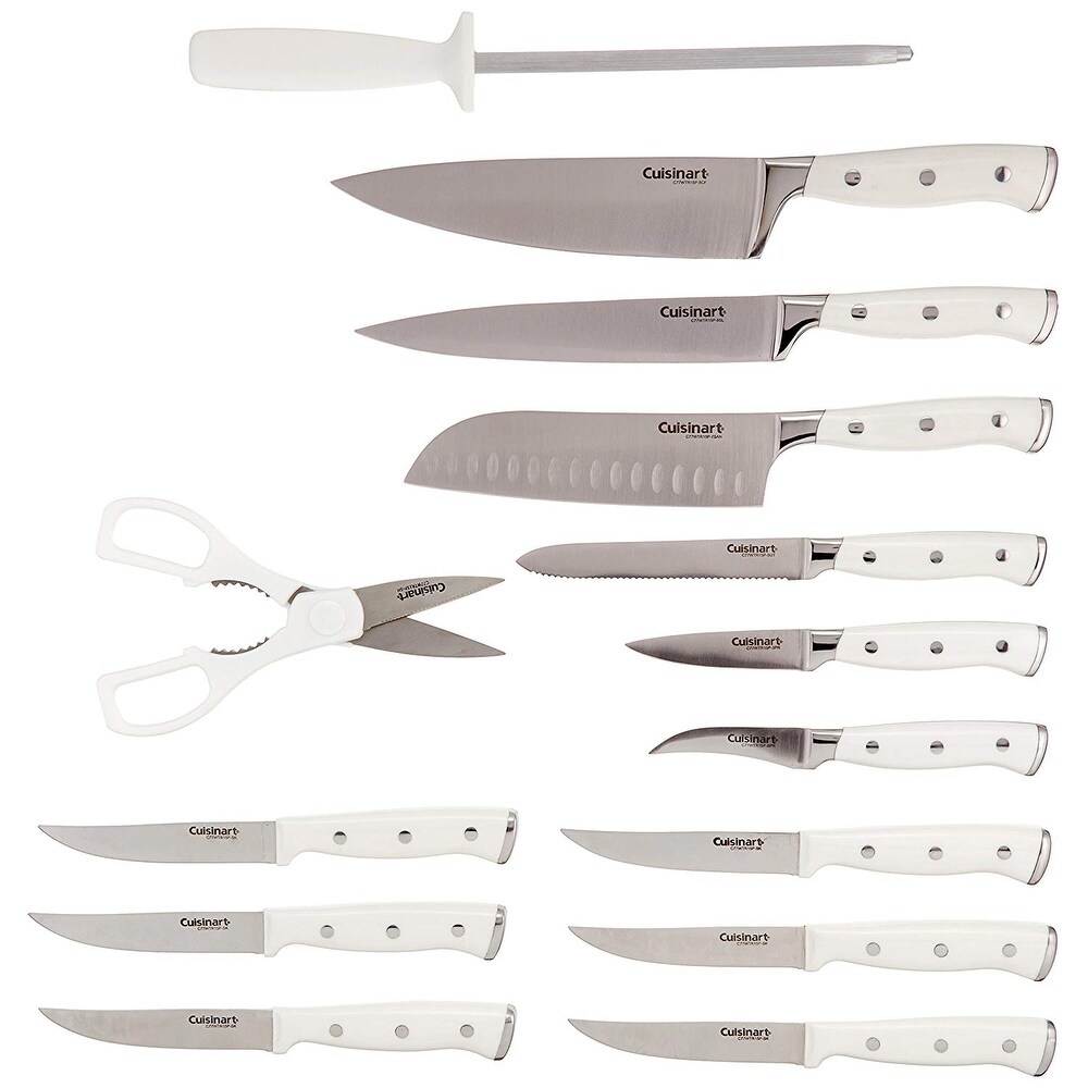 Cuisinart C77WTR 15P Triple Rivet Collection 15 Piece Cutlery Block Set  White