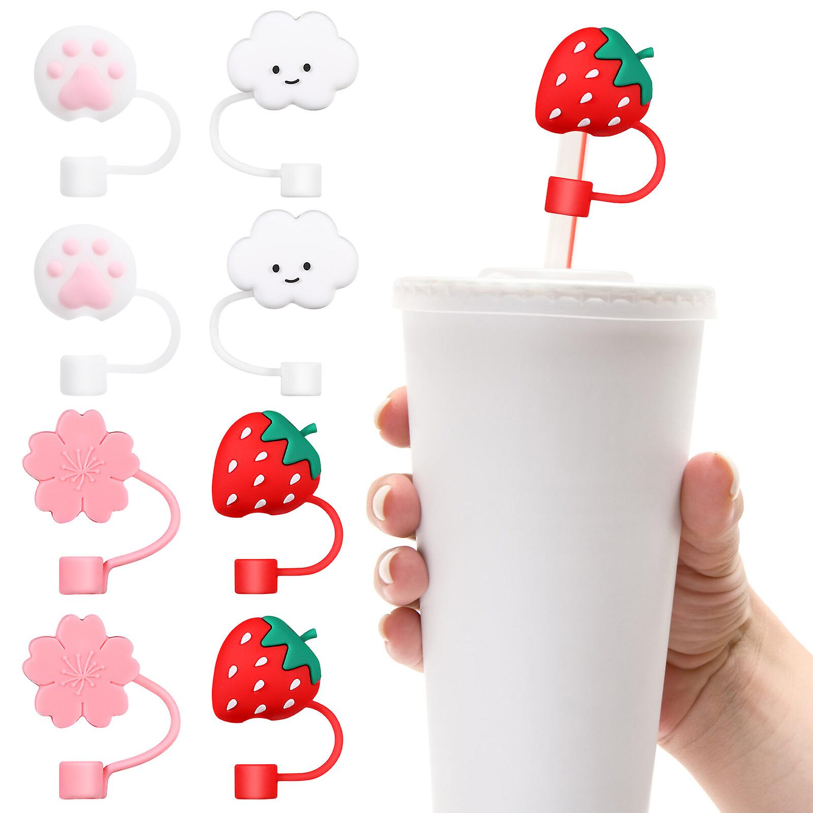 4pcs Cartoon Shape Straw Tips Cover Silicone Straw Plug Reusable Plugs For Straw