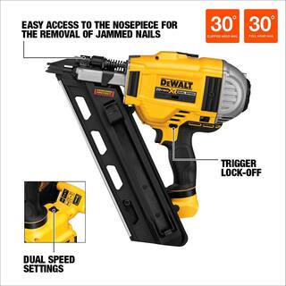 DW 20V MAX XR Lithium-Ion 30 Degree Cordless Brushless 2-Speed Framing Nailer (1) 5.0Ah Battery Charger and Bag DCN692BW205CK