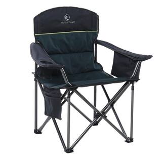 PHI VILLA Oversized Folding Camping Chair With Cooler Bag Thicken Padded Chair Heavy-Duty THD-E01CC402-GN