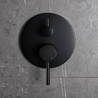 IHOMEadore 1-Spray Round Hand Shower and Showerhead from Wall Combo Kit with Slide Bar and Valve in Matte Black RCS81001MB