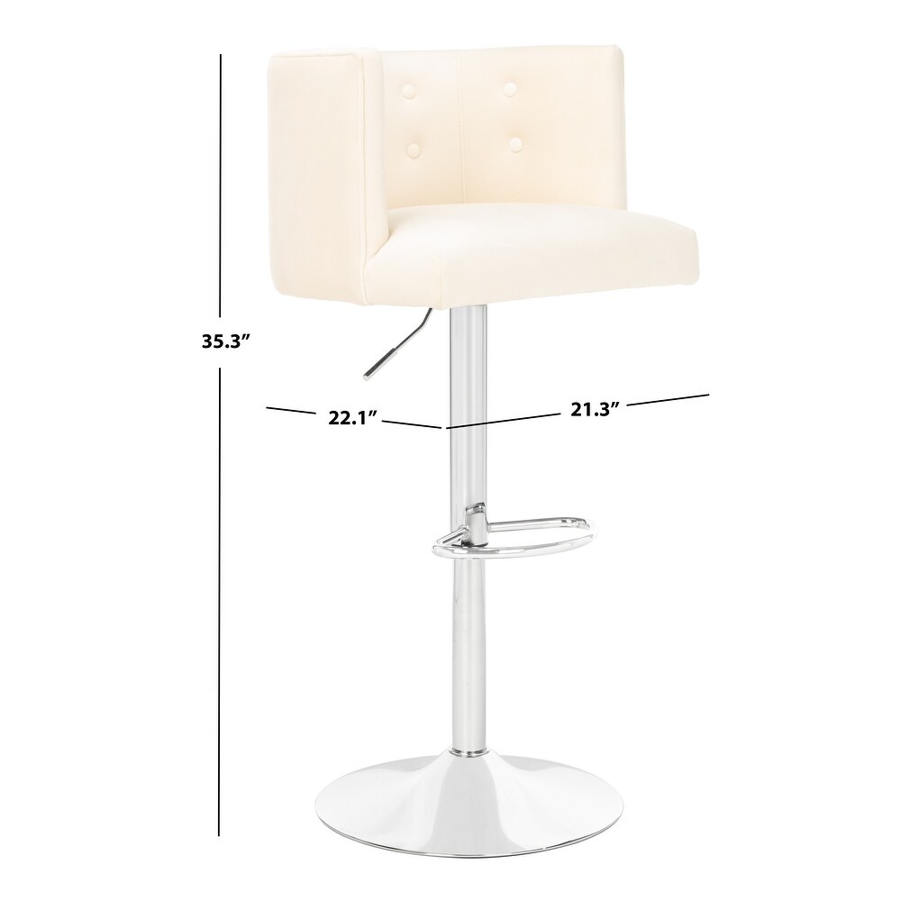 SAFAVIEH Couture Zayna Velvet/ Chrome Adjustable Bar Stool   21.3\