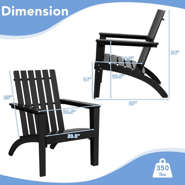 Costway Patio Adirondack Chair Acacia Wood Lounge Armrest Garden Deck White black gray