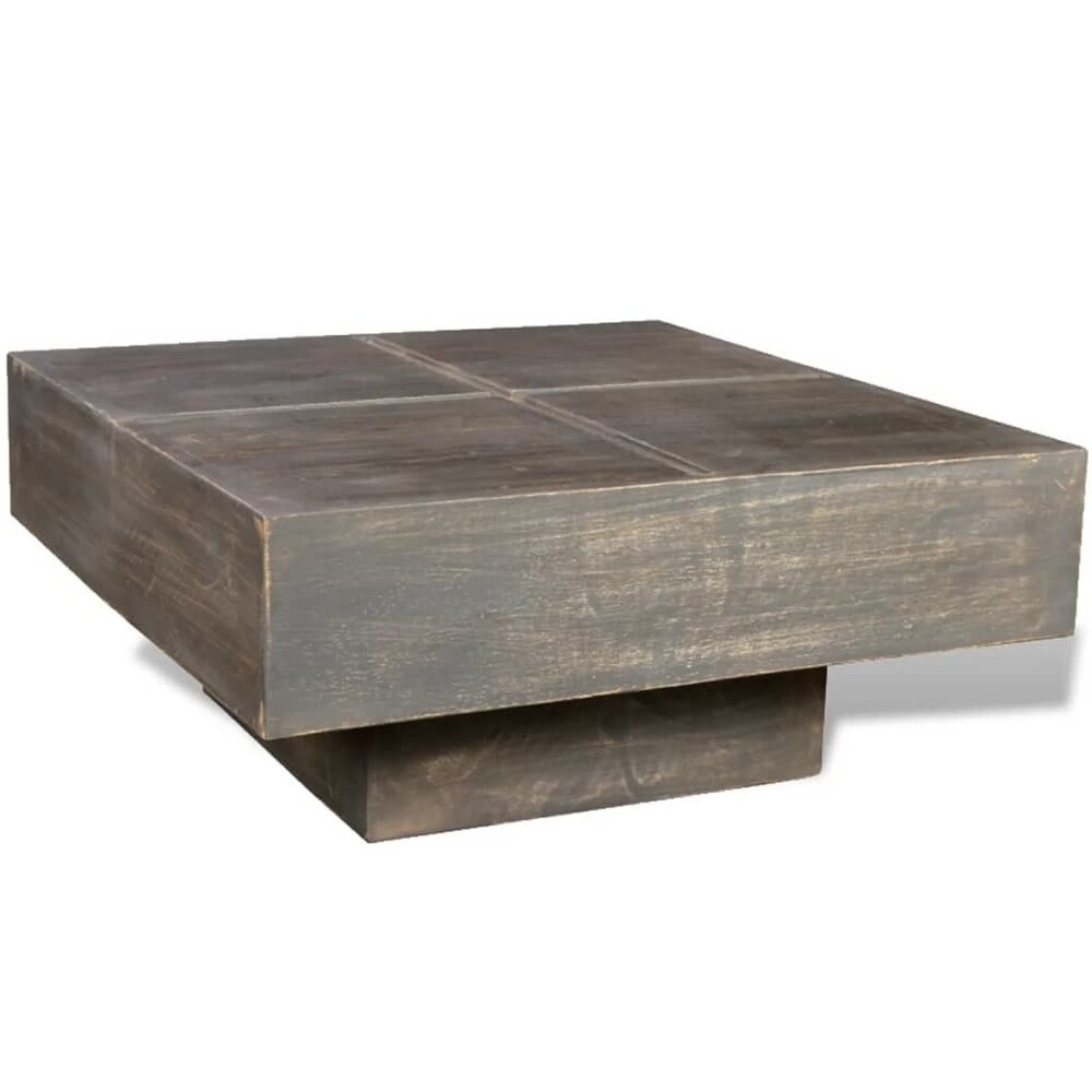 Coffee Table Dark Brown Square Solid Mango Wood