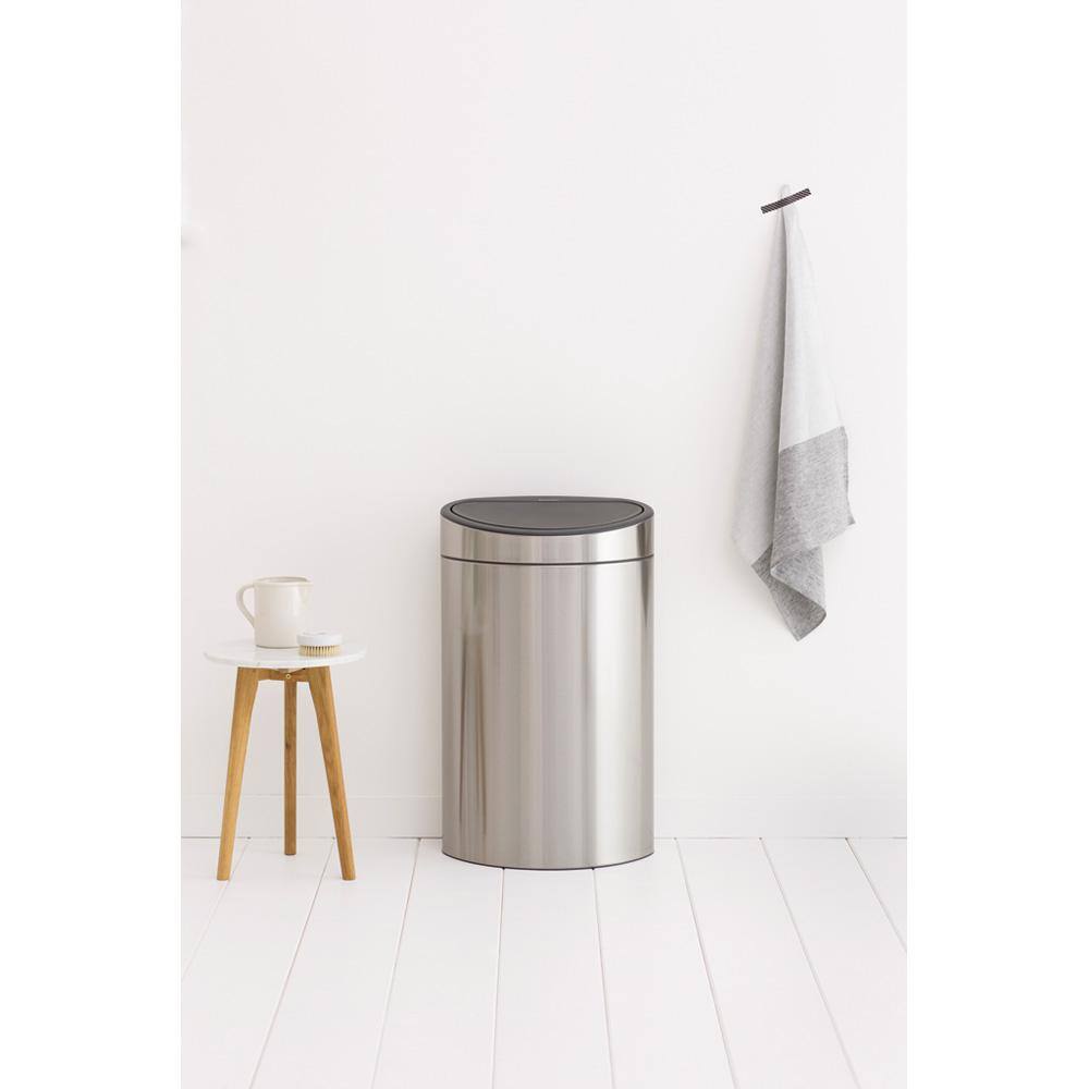 Brabantia 10.6 Gal. (40L) Matte Steel Fingerprint Proof Touch Top Trash Can 114809