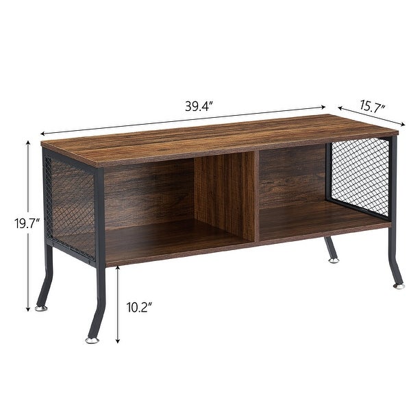 VECELO Storage Coffee Table/Sofa Table Metal and Wood Finish - 39.4''Lx15.7''Wx19.7''H