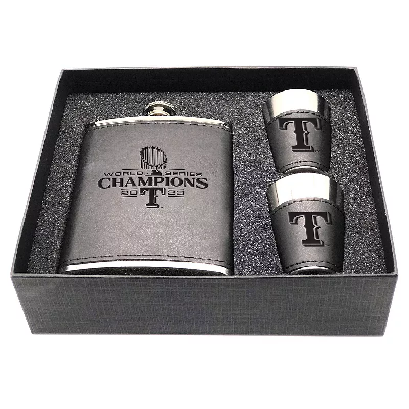 Texas Rangers 2023 World Series Champions Flask and Shot Set