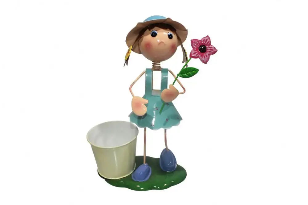 NewArt cheap metal doll garden decor craft flower pots wholesale