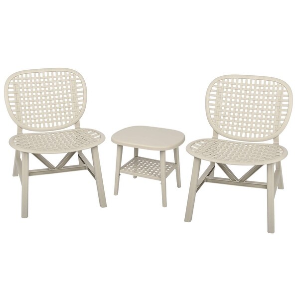 3 Pieces Hollow Design Retro Patio Table Chair Set All Weather Conversation Bistro Set Outdoor