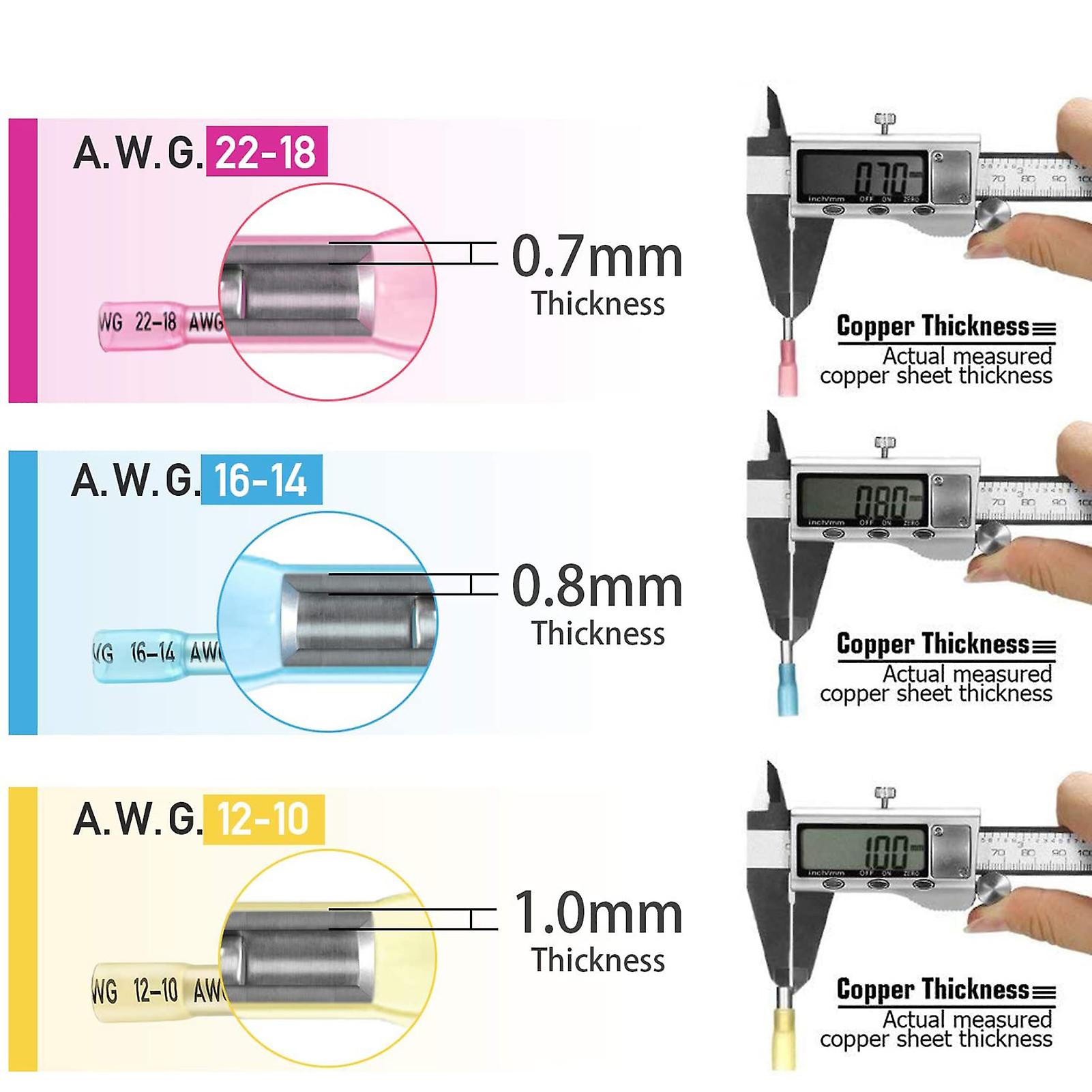 200pcs 3 Sizes Heat Shrink Butt Connectors Insulating Waterproof Electric Marine Car Wire Crimping Terminal No.259458