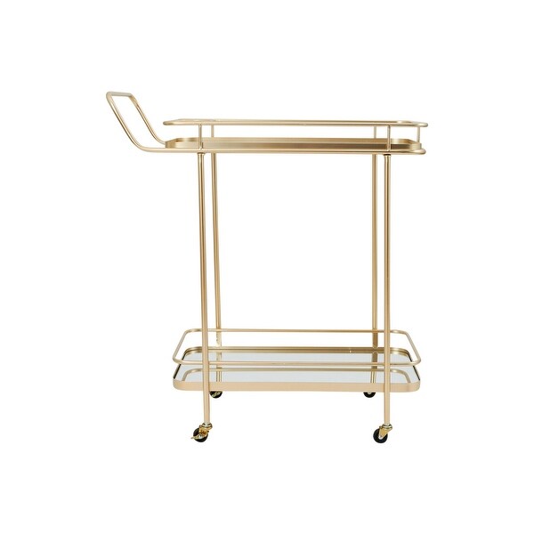 2-Tier Mirrored Metal Bar Cart with Casters - 31.5