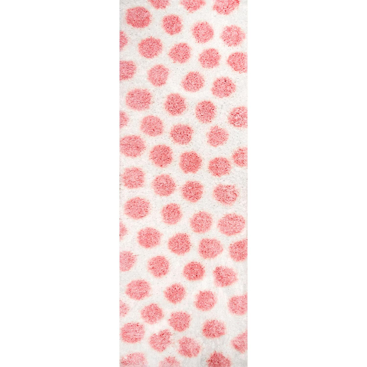 nuLOOM Hannah Polka Dot Shag Runner Rug， 2and#8242; 8 x 8and#8242;， Pink