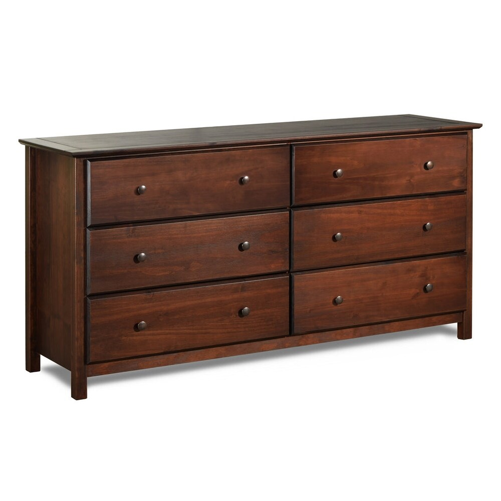 Grain Wood Furniture Shaker style 6 drawer Solid Wood Dresser