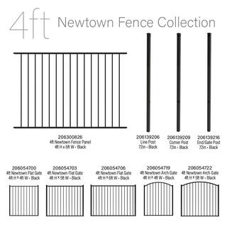 FORGERIGHT Newtown 2 in. x 2 in. x 6 ft. Black Aluminum Fence Corner Post with Flat Cap 862439