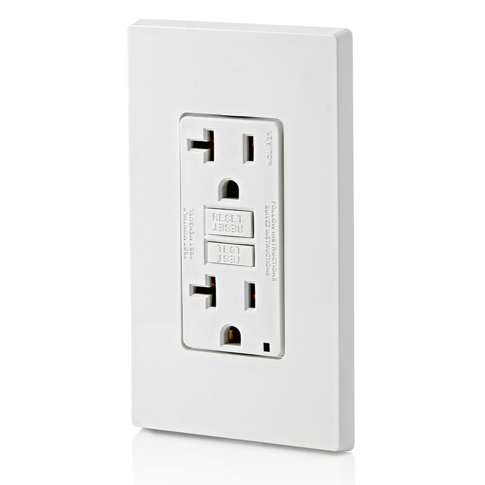 Leviton SmartlockPro GFCI Outlet 20A 125V 5-20R White Duplex