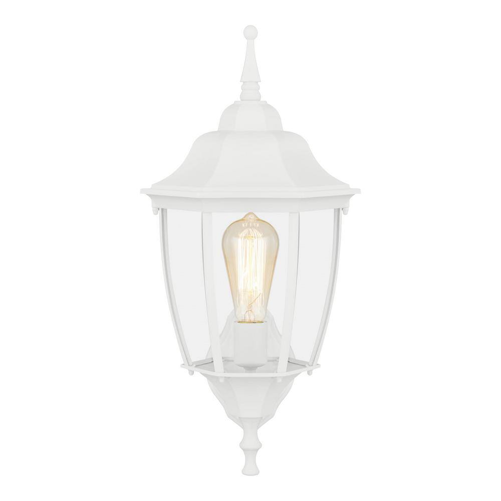 Hampton Bay Kinglet 1-Light White Hardwired Outdoor Wall Lantern Sconce with Clear Glass (1-Pack) KVE1601AL-01WH