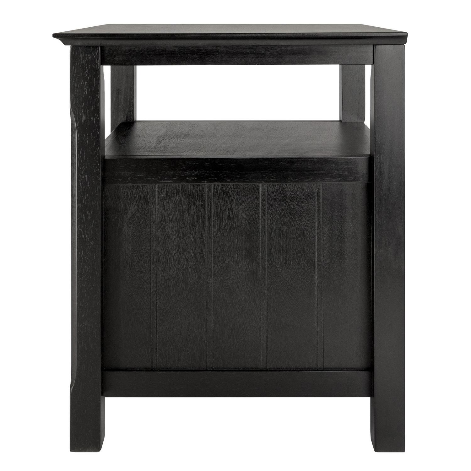 Winsome Wood Timber Nightstand with Door， Black Finish