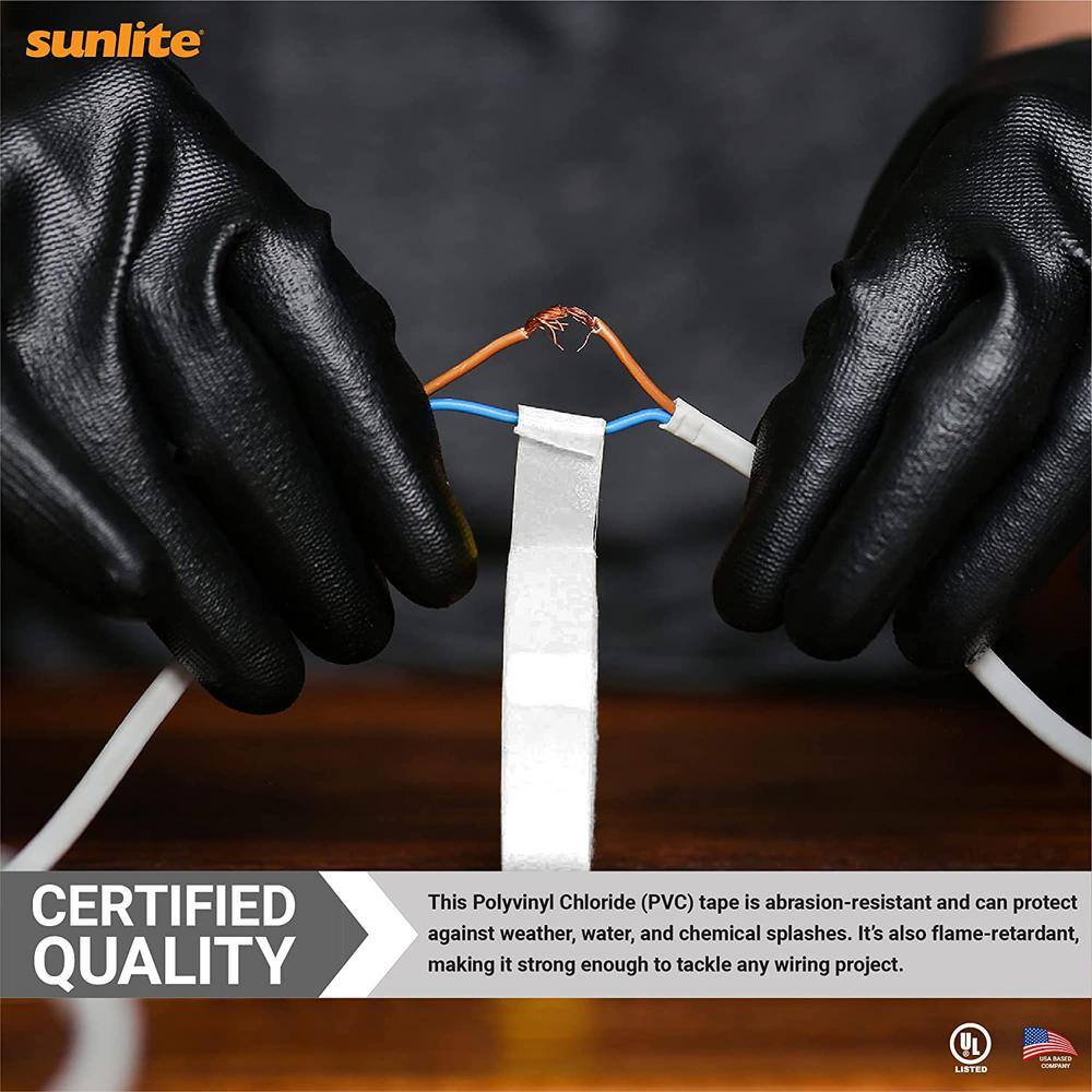 Sunlite 0.75 in x 60 ft. Electrical Tape White (10-Pack) HD41325