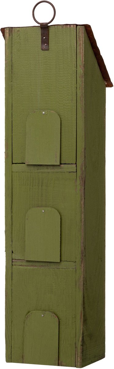 Glitzhome Distressed Solid Wood Birdhouse， Green